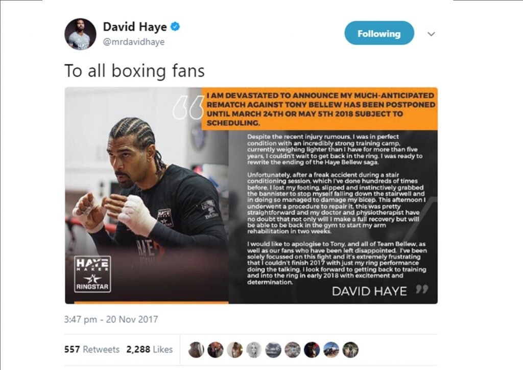 David Haye, Tony Bellew, rematch, bellew haye