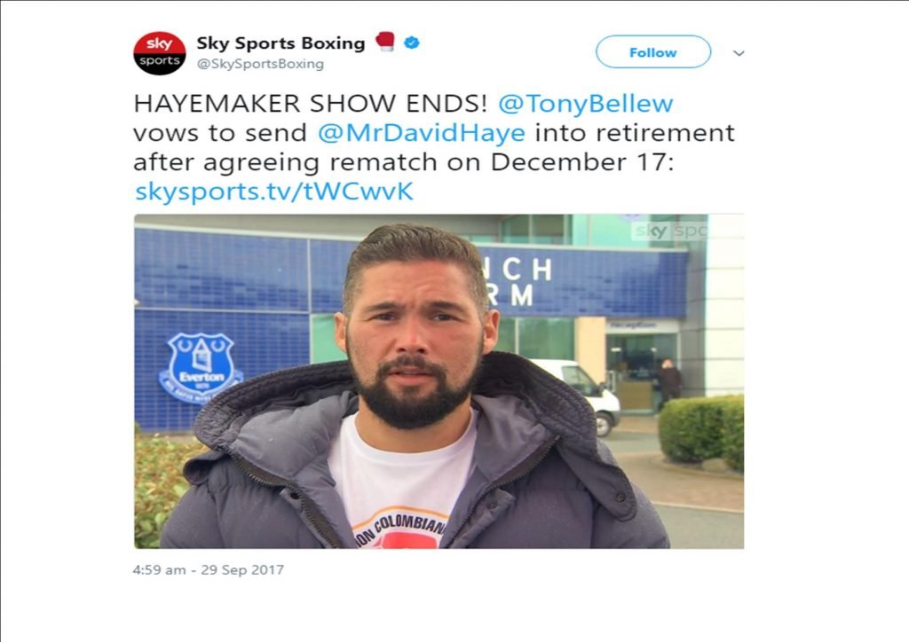 David Haye, Tony Bellew, rematch, bellew haye