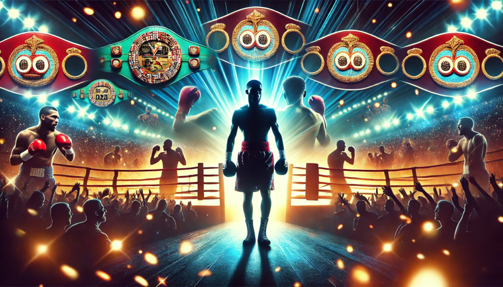 Feature image showcasing Gervonta Davis's illustrious boxing career and his decision to retire. The image depicts a silhouette of Davis in a boxing stance, surrounded by championship belts and gloves, with a vibrant arena crowd fading into a serene sunset, symbolising his retirement plan for 2026.