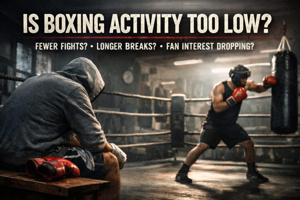 boxing activity levels feature image showing boxer training in gym with text is boxing activity too low