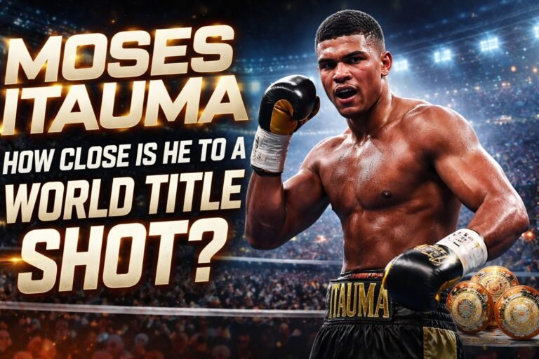 Moses Itauma celebrating dominant knockout win as he closes in on a heavyweight world title shot