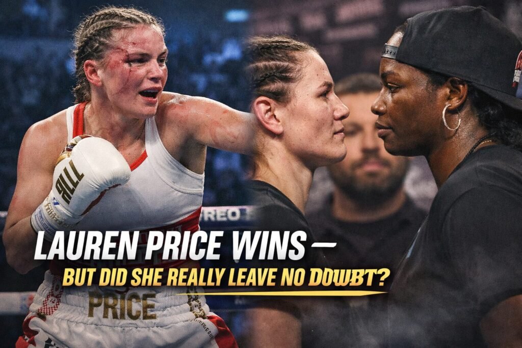 Lauren Price in a tough fight alongside a face-off with Claressa Shields, highlighting debate around her recent victory