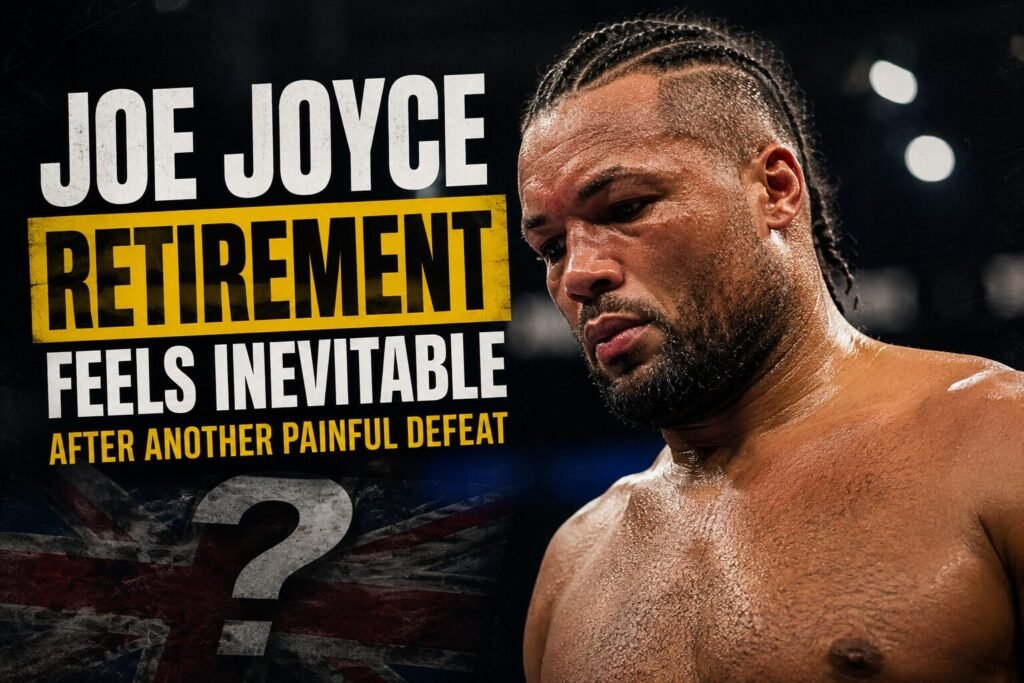Joe Joyce looks dejected after defeat as questions grow over whether retirement is the right decision following another stoppage loss.