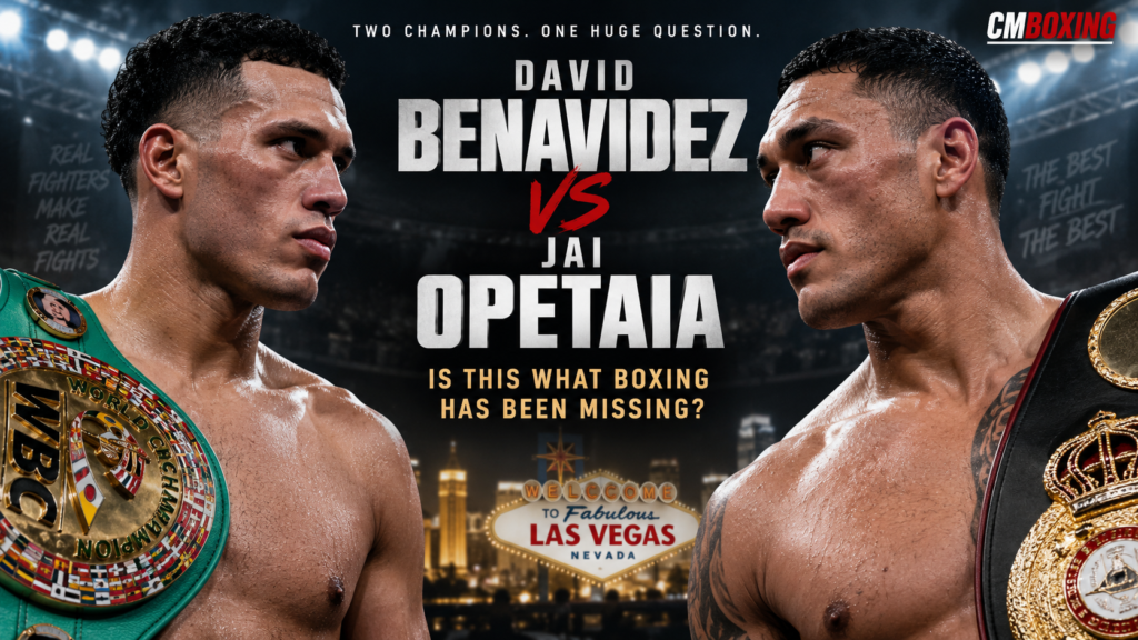 David Benavidez vs Jai Opetaia potential 2027 cruiserweight boxing showdown in Las Vegas