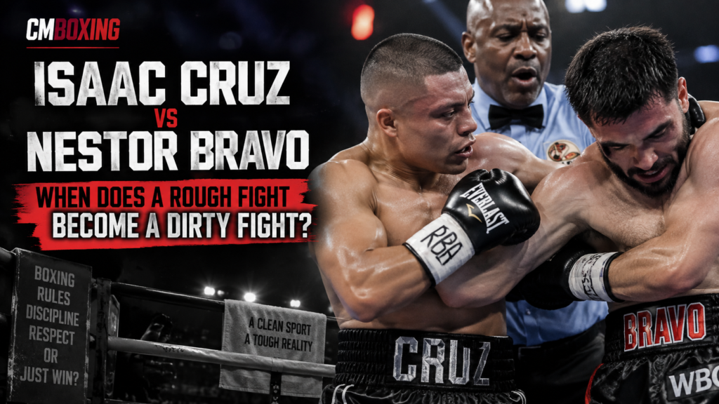 Isaac Cruz vs Nestor Bravo in a rough super-lightweight fight as the referee intervenes